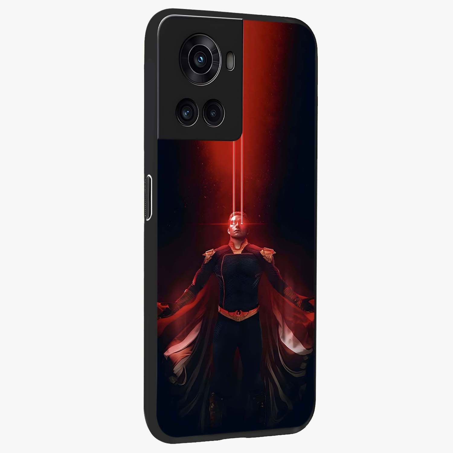 Crimson Vision Ascension Glass Case for 1+10R side perspective highlighting intense color depth and sleek build