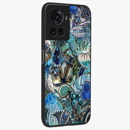 Crystal Ocean Magic Glass Case for 1+10R side perspective highlighting wave textures and smooth premium build
