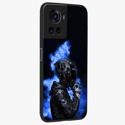 Cyber Sentinel Protocol Glass Case for 1+10R side perspective highlighting sharp digital textures and premium build