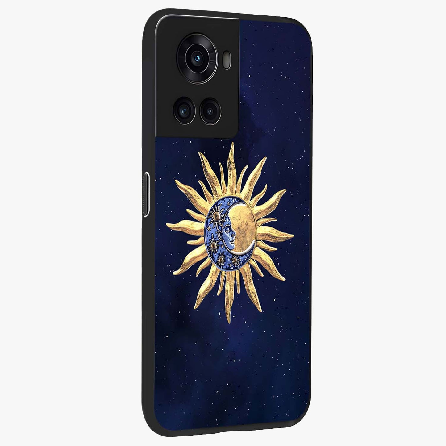 Eternal Cosmic Balance Glass Case for 1+10R side perspective highlighting intricate space detailing and smooth build