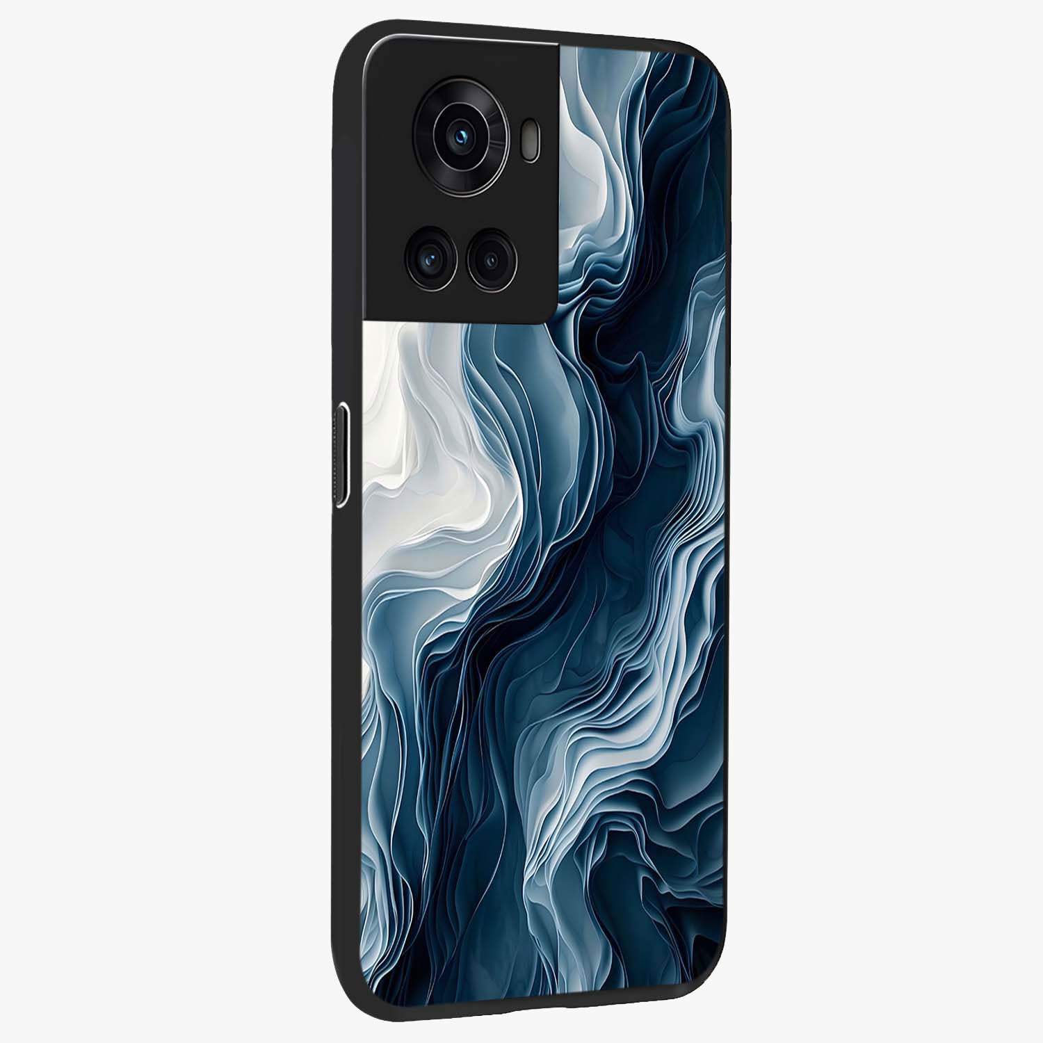 Ethereal Paper Marble Glass Case for 1+10R side perspective highlighting elegant marble detailing and premium build