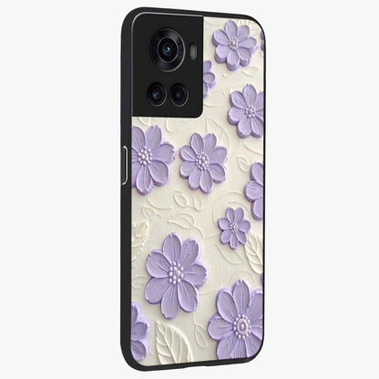 Floral Wall Art With Purple Flowers Glass Case for 1+10R side perspective highlighting delicate bloom details and premium build