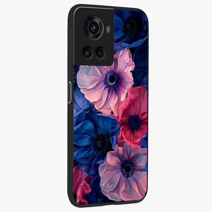 Flower Paper Art Pattern Glass Case for 1+10R side perspective highlighting intricate pattern design and premium build