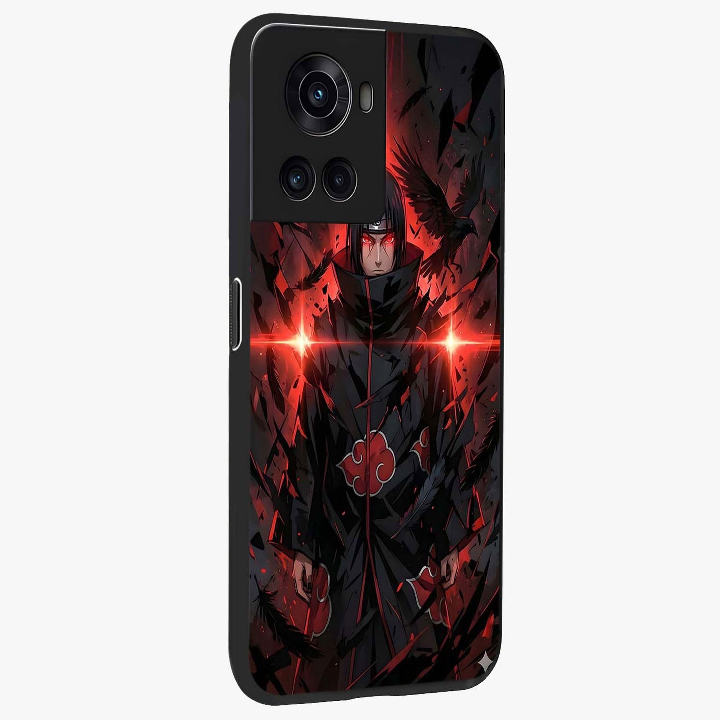 Focused Blade Discipline Glass Case for 1+10R side perspective highlighting sleek weapon inspired textures and premium edges