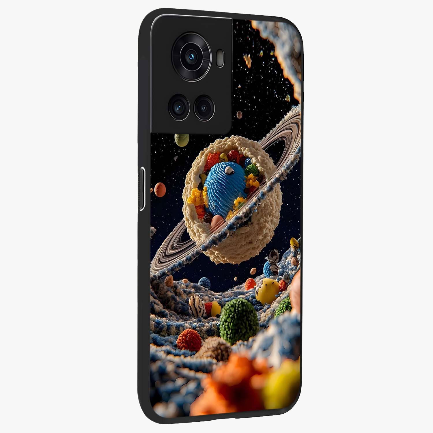 Galactic Dessert Dream Printed Glass Case for 1+10R side perspective highlighting sweet fantasy detailing and smooth build