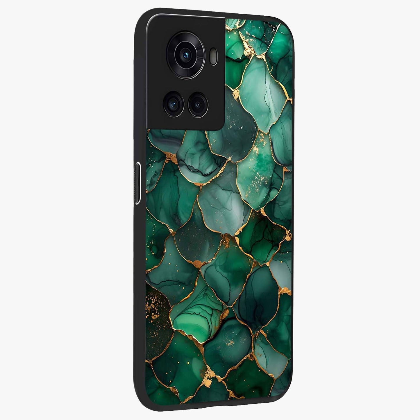 Geometric Polyester Pattern Glass Case for 1+10R side perspective highlighting sharp pattern textures and smooth premium build