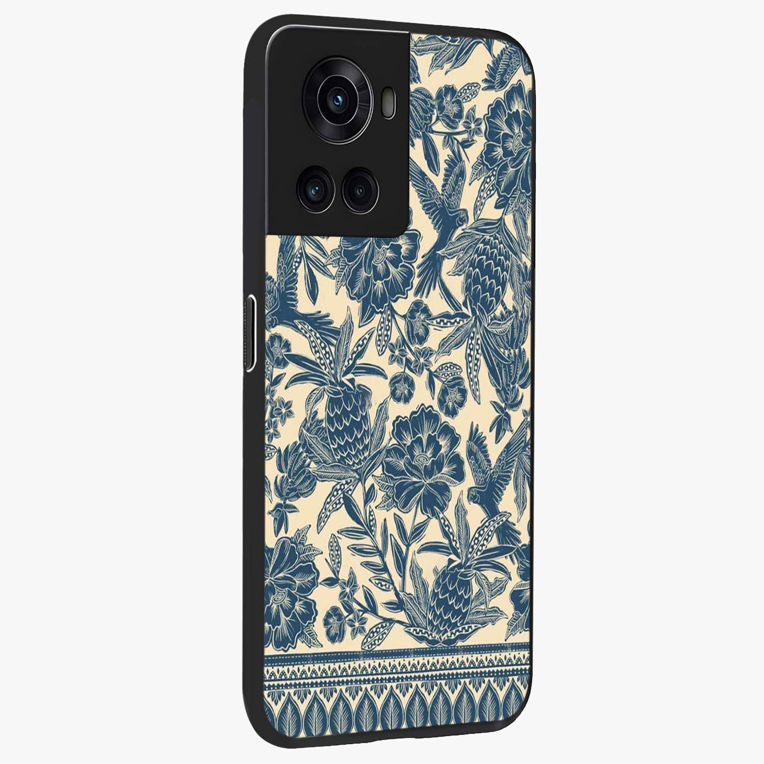 Heirloom Wild Bloom Glass Case for 1+10R side perspective highlighting intricate bloom detailing and premium build