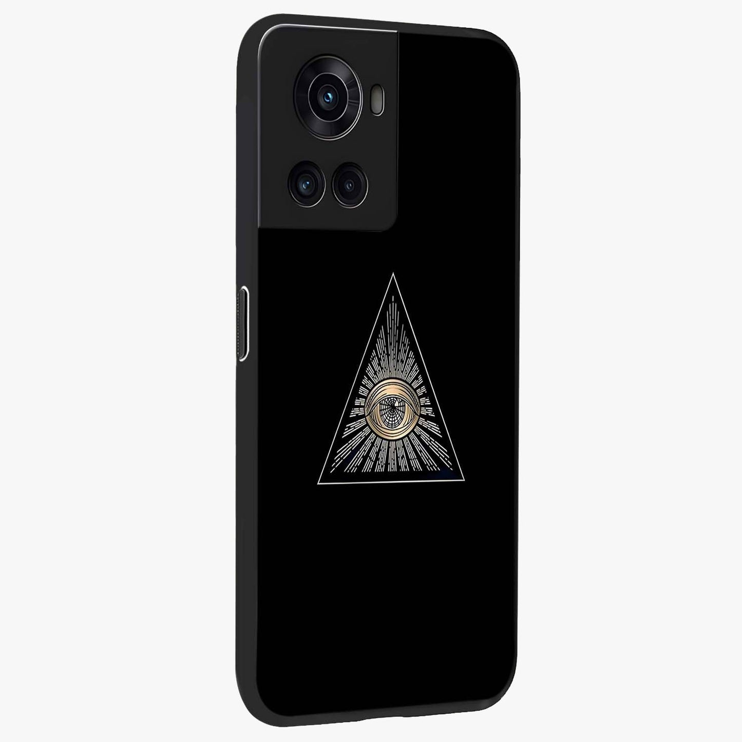 Illuminati Evil Glass Case for 1+10R displayed upright for mysterious statement visibility and premium finish.