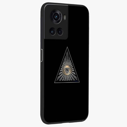 Illuminati Evil Glass Case for 1+10R displayed upright for mysterious statement visibility and premium finish.