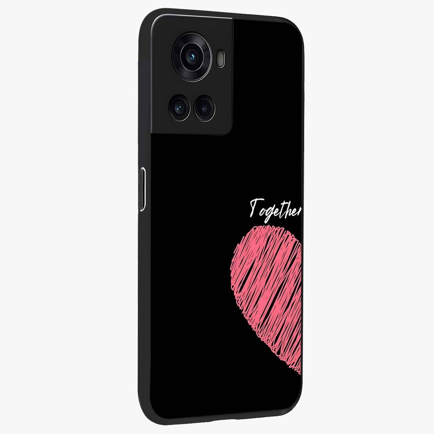 Love Forever Together Left Glass Case for 1+10R side perspective highlighting charming detailing and smooth build
