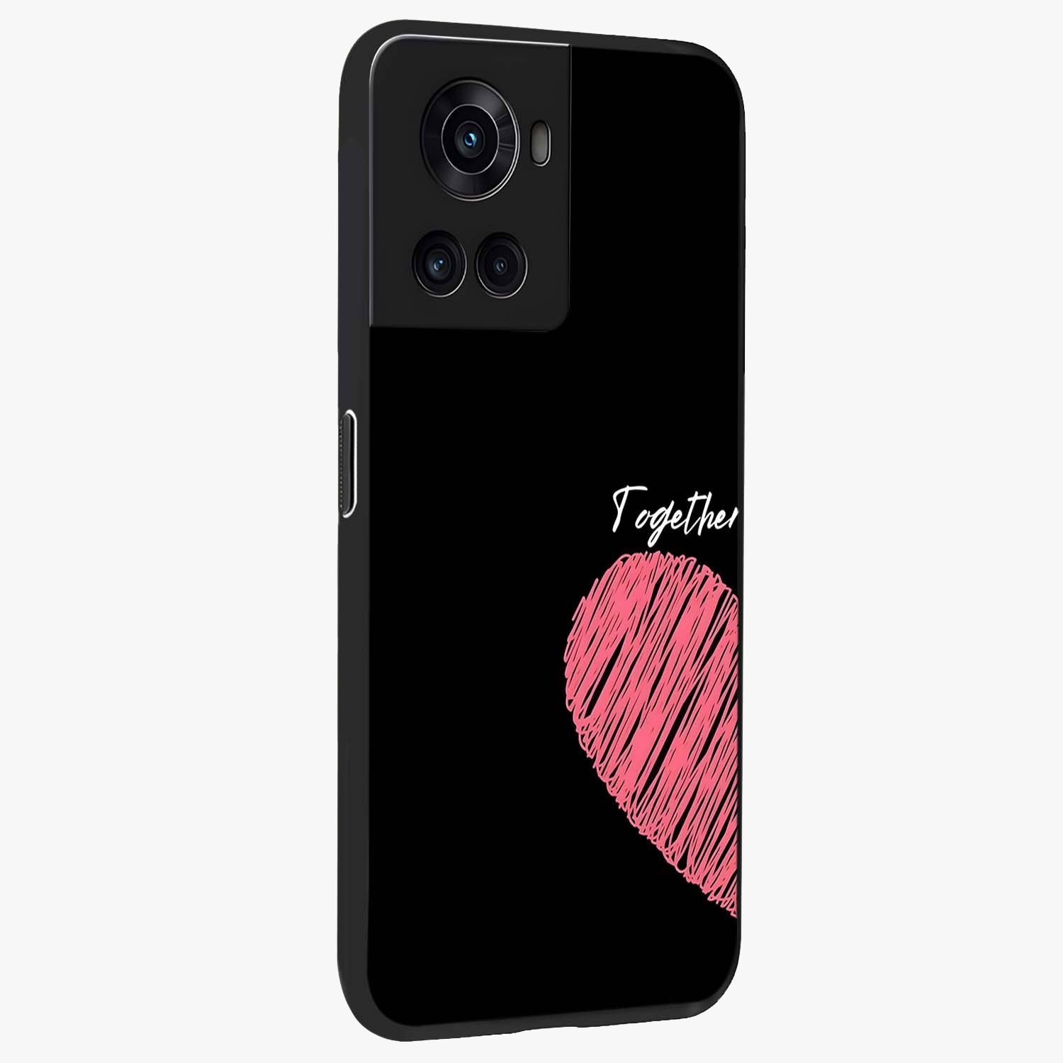 Love Forever Together Left Glass Case for 1+10R side perspective highlighting charming detailing and smooth build