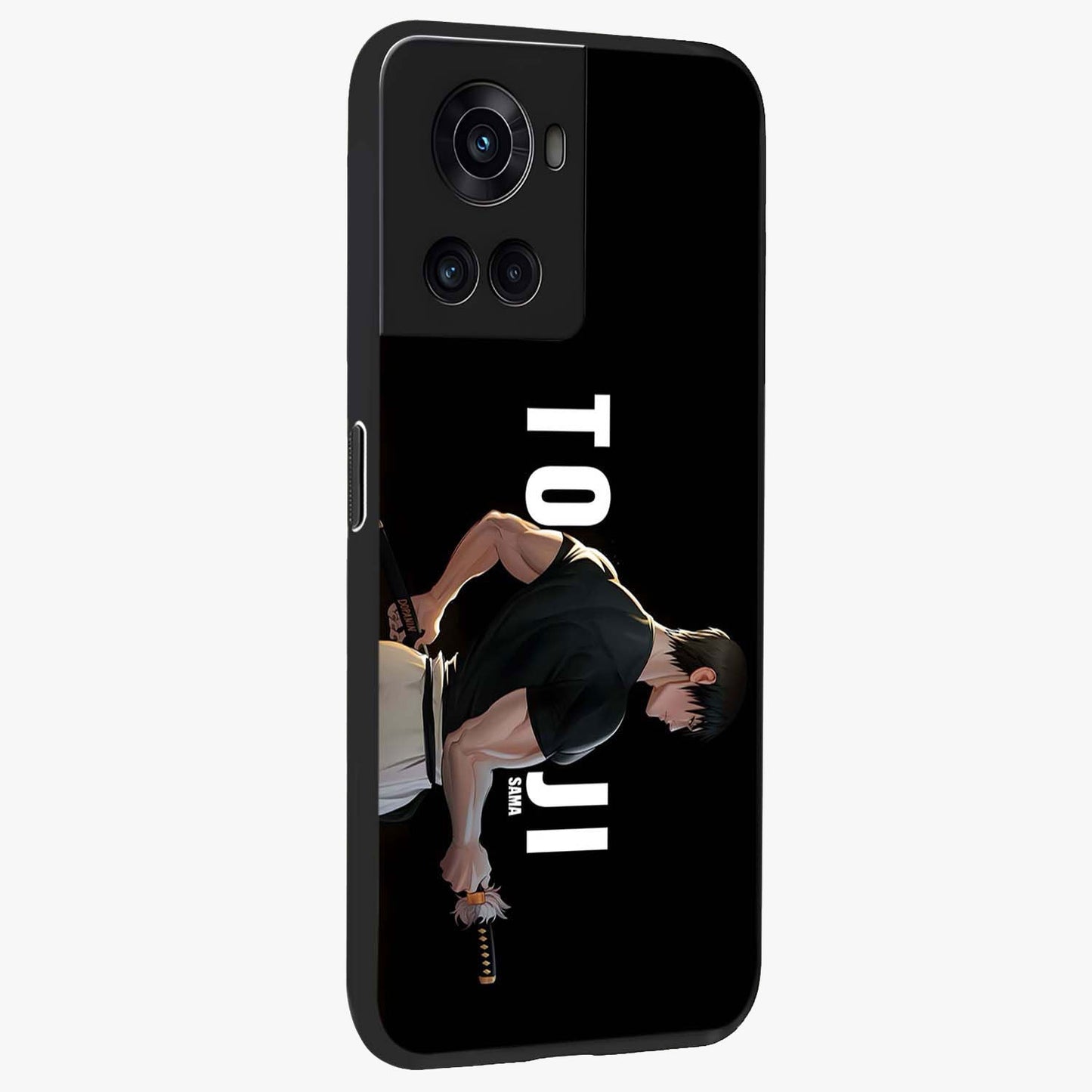 Midnight Blade Resolve Glass Case for 1+10R side perspective highlighting bold textures and sleek premium build