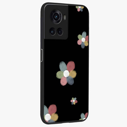 Minimal Floral Charm Glass Case for 1+10R side perspective highlighting refined minimal textures and smooth build