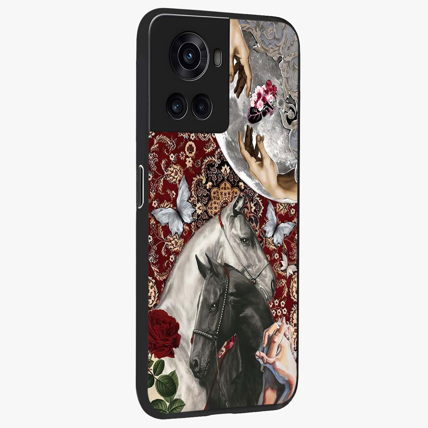 Moonlit Royal Stallion Glass Case for 1+10R side perspective highlighting refined equestrian detailing and premium edges