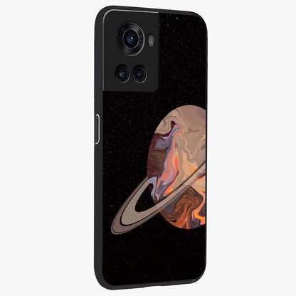 Mystic Saturn Aesthetic Glass Case for 1+10R side perspective highlighting planetary detailing and premium edge finish