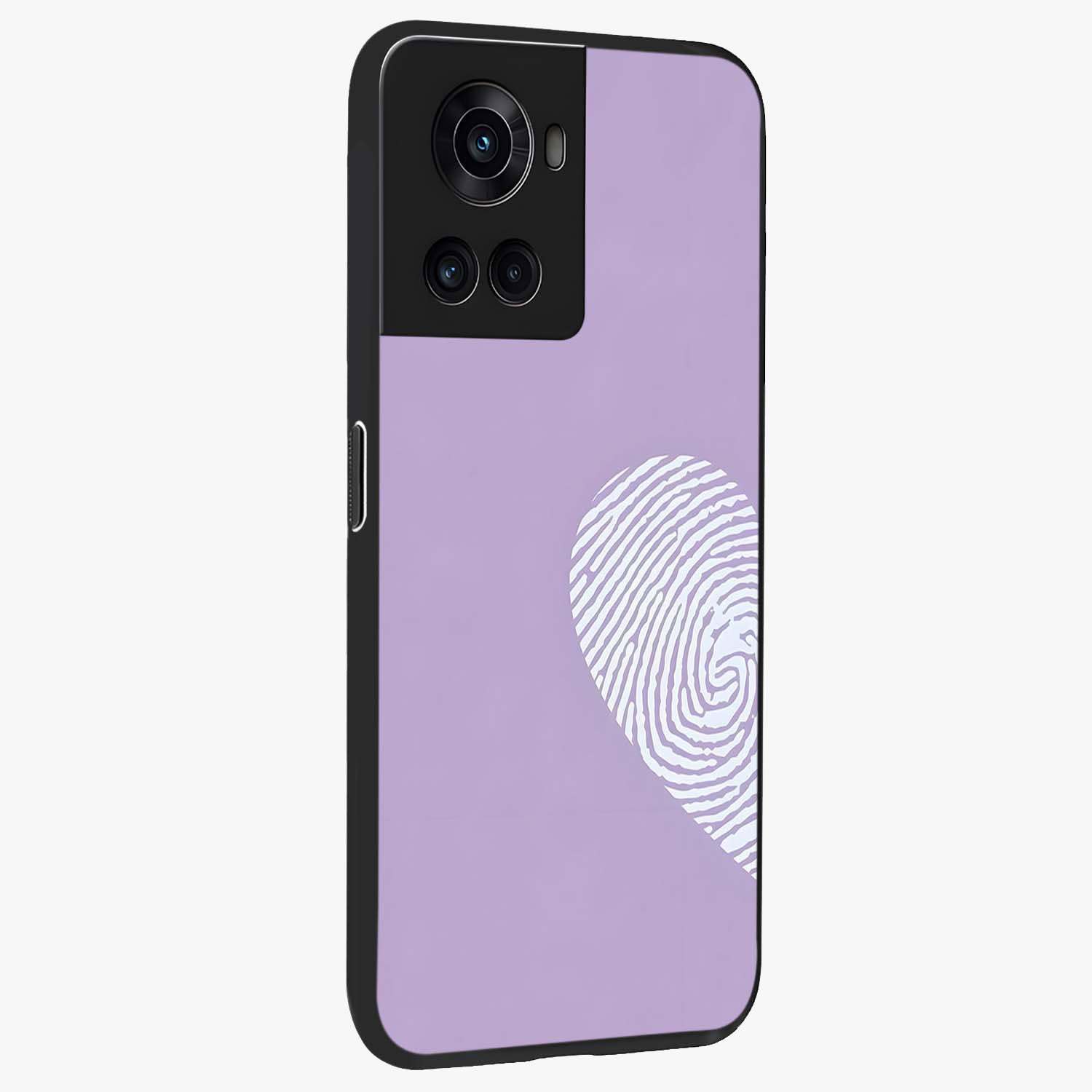 One Heart Identity Glass Case for 1+10R side perspective highlighting clean detailing and sleek premium build