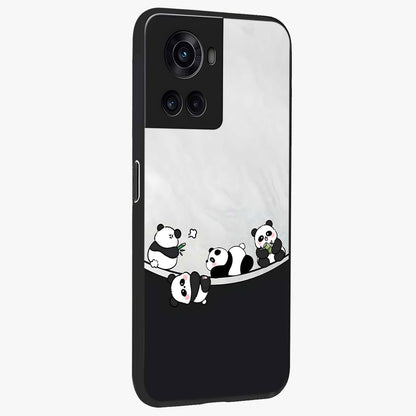 Playful Panda Parade Glass Case for 1+10R side perspective highlighting charming detailing and premium edges