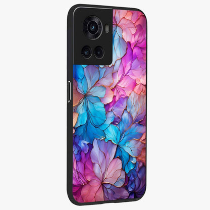 Radiant Floral Whirl Glass Case for 1+10R side perspective highlighting flowing textures and premium edges