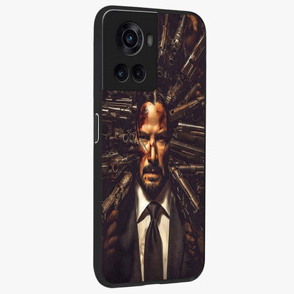 Relentless Shadow Assassin Glass Case for 1+10R side perspective highlighting sharp textures and sleek premium build