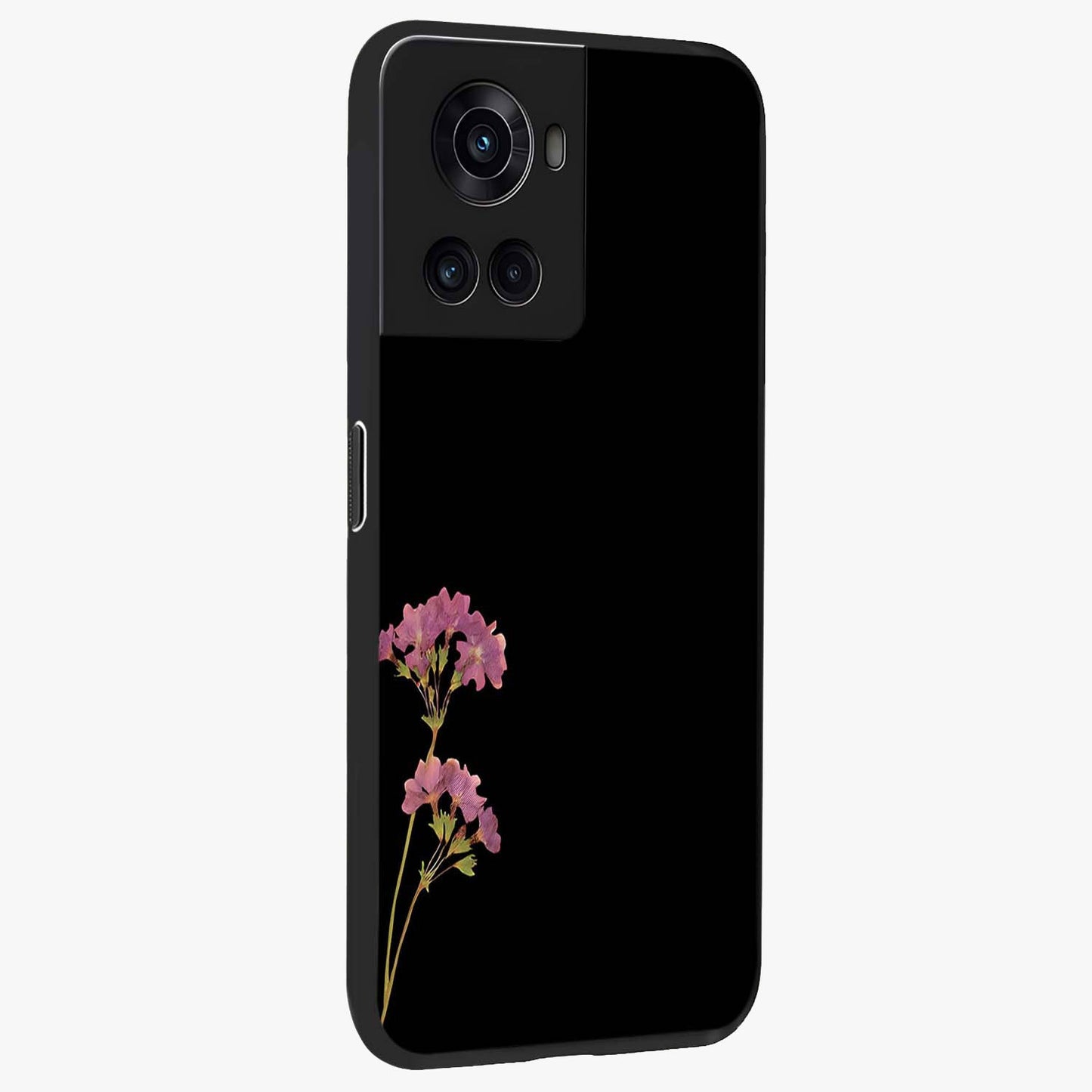 Riching Lavender Flower Glass Case for 1+10R side perspective highlighting delicate bloom textures and premium edges