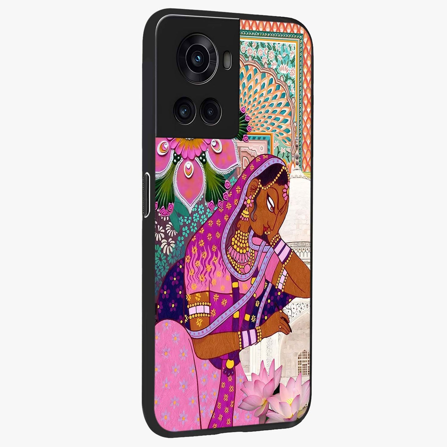 Royal Lotus Muse Glass Case for 1+10R side perspective highlighting serene textures and smooth build