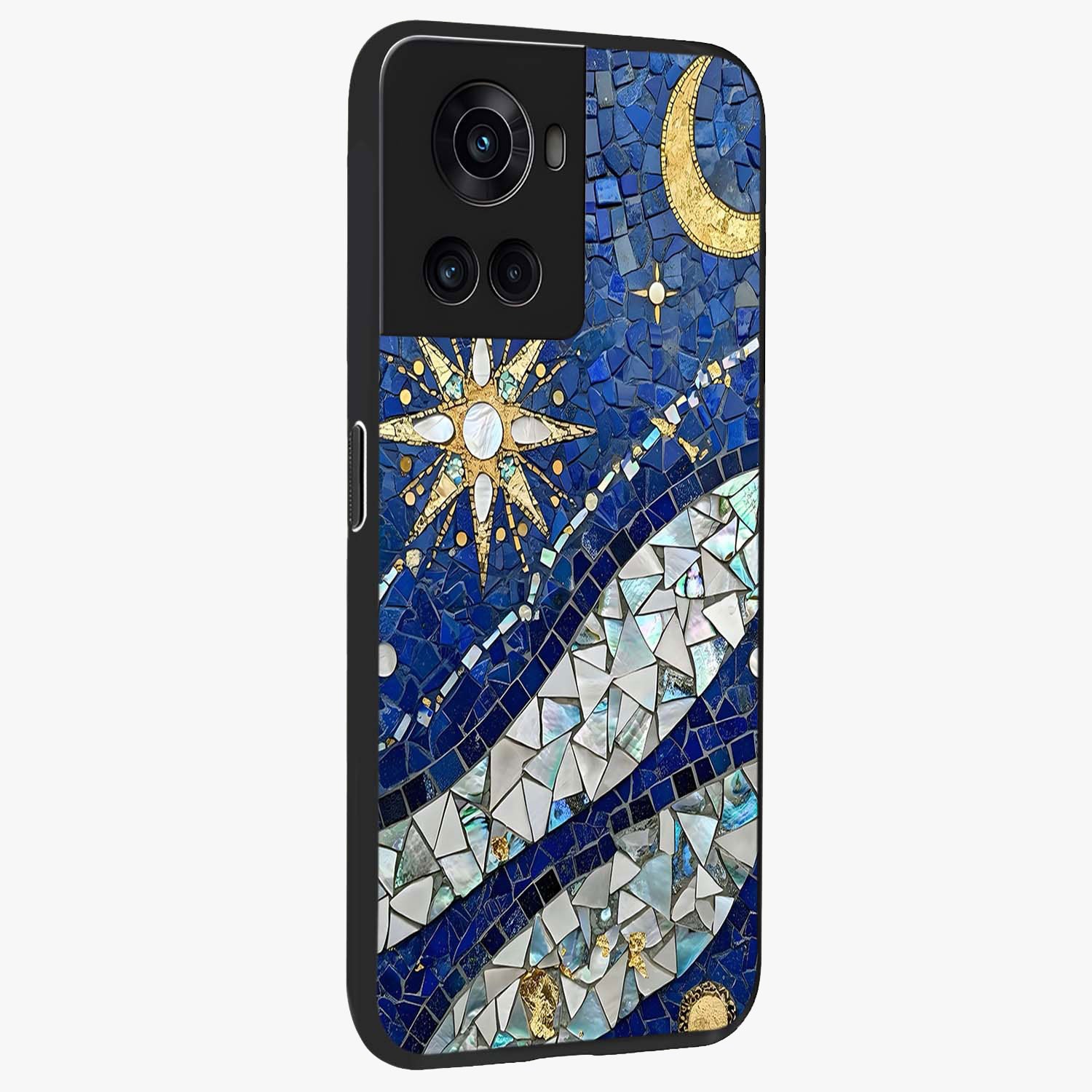 Serene Crane Flight Glass Case for 1+10R side perspective highlighting delicate feather textures and premium edges