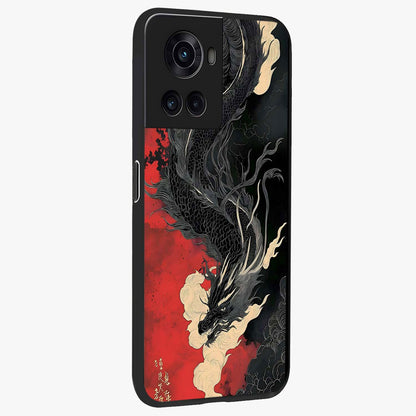 Shadow Dragon Fury Glass Case for 1+10R side perspective highlighting sharp dragon textures and sleek premium build
