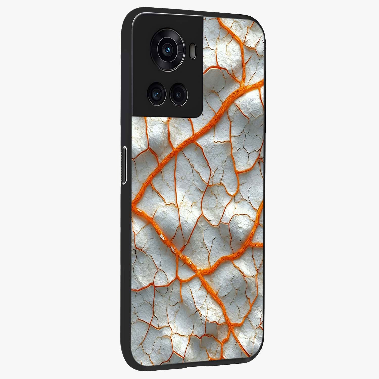 Snarl Zone Buzz Glass Case for 1+10R side perspective highlighting sharp textures and sleek premium build
