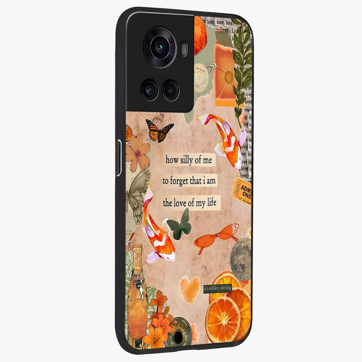 Soft Chaos Aesthetic Glass Case for 1+10R side perspective highlighting fluid textures and premium edges