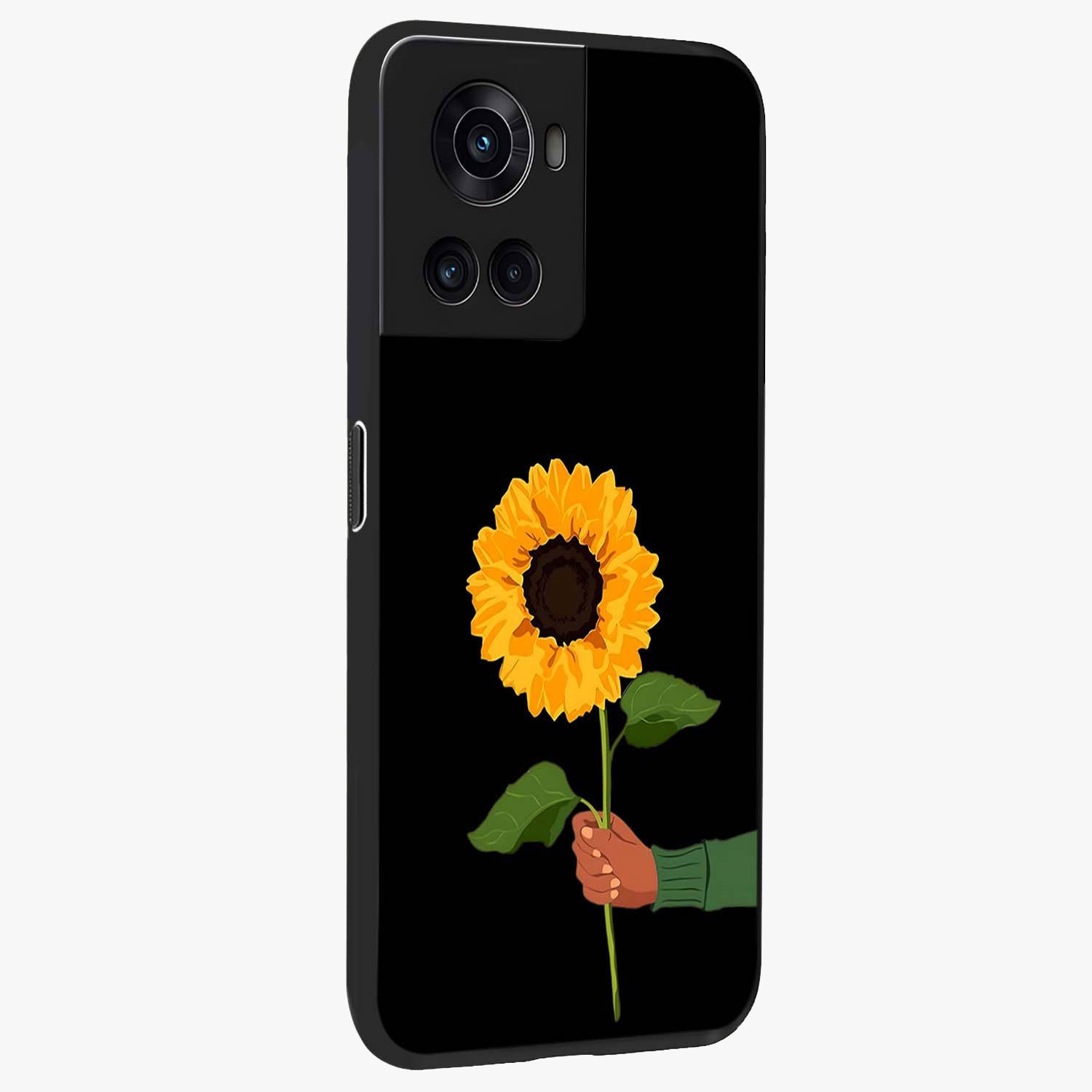 Sun Moon Stormy Sky Glass Case for 1+10R side perspective highlighting intense sky textures and premium edges