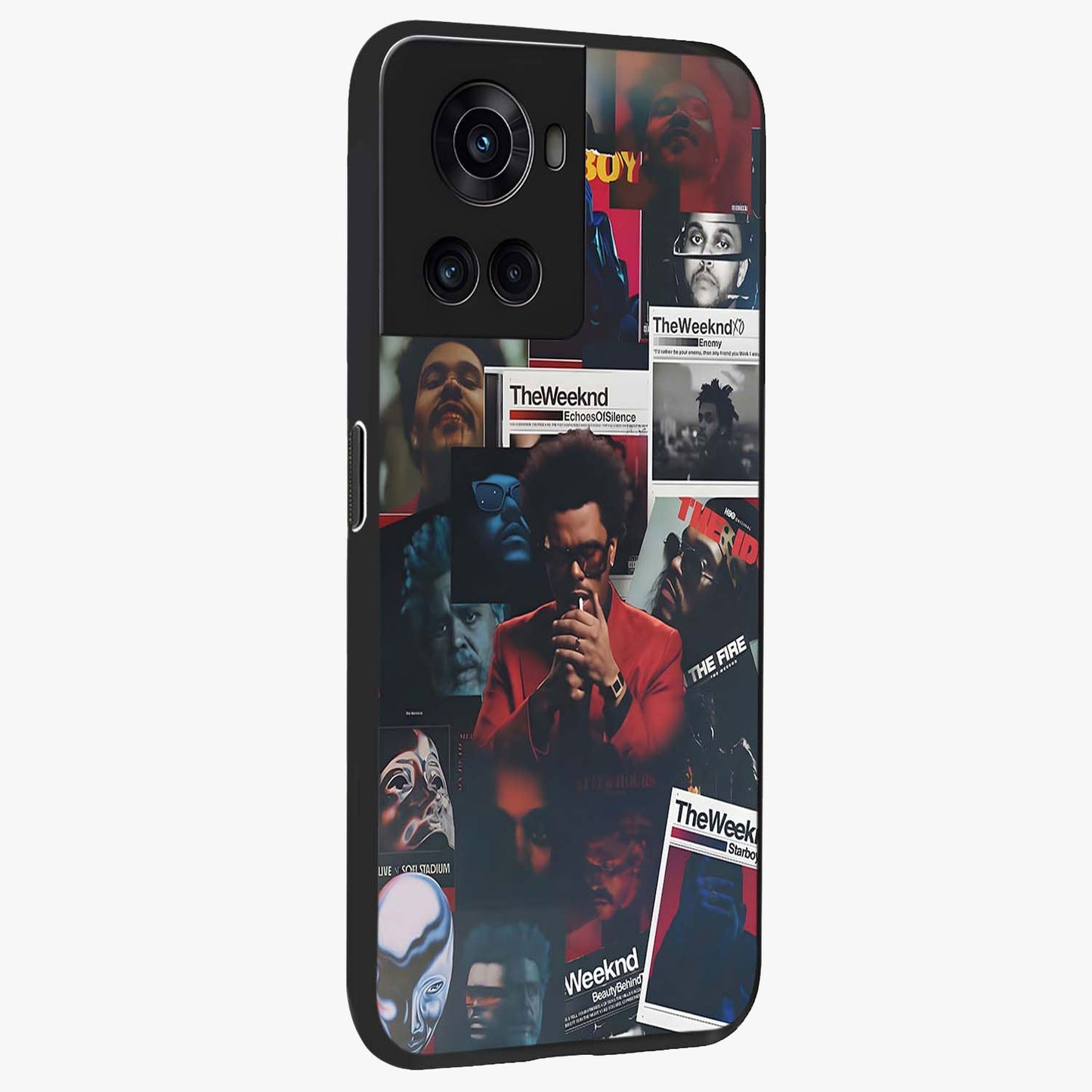 The Weeknd Glass Case for 1+10R side perspective highlighting sleek graphic textures and smooth build