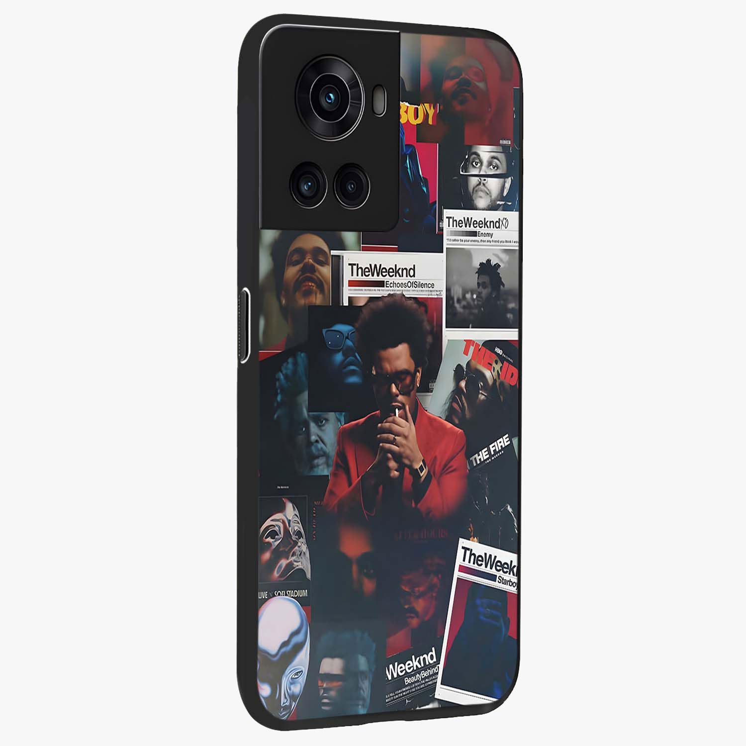 The Weeknd Glass Case for 1+10R side perspective highlighting sleek graphic textures and smooth build