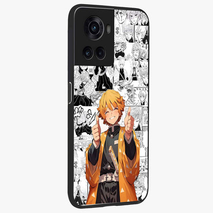 Thunder Smile Hero Glass Case for 1+10R side perspective highlighting dynamic textures and premium edges