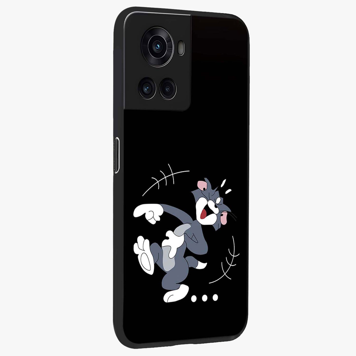 Tom in Trouble Glass Case for 1+10R side perspective highlighting expressive illustration textures and smooth build