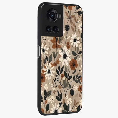 Vector Flowers Glass Case for 1+10R side perspective highlighting smooth floral textures and premium edges