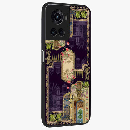 Velvet Mughal Art Glass Case for 1+10R side perspective highlighting ornate detailing and smooth premium build