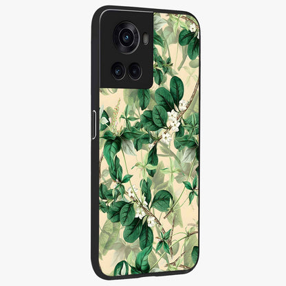 Verdant Garden Whispers Glass Case for 1+10R side perspective highlighting delicate leaf textures and premium edges