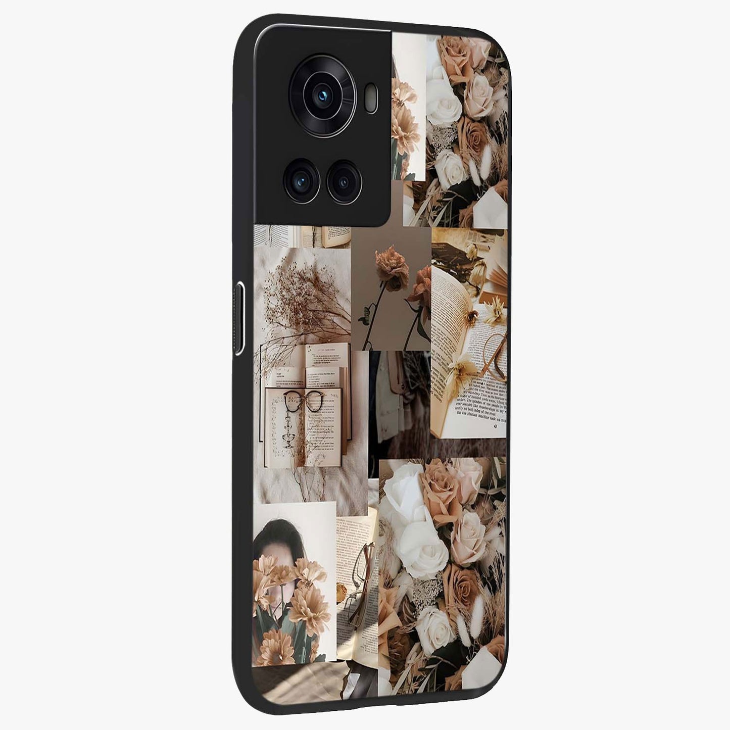 Vintage Bloom Story Glass Case for 1+10R side perspective highlighting delicate bloom textures and smooth build