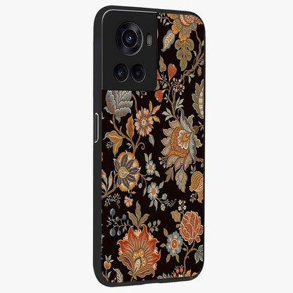 Vintage Floral Dream Glass Case for 1+10R side perspective highlighting delicate textures and sleek premium build