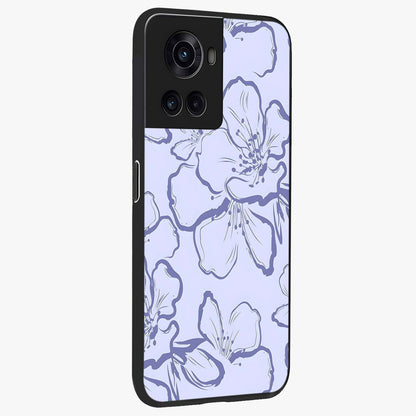 Violet Sketch Garden Glass Case for 1+10R side perspective highlighting refined bloom textures and premium edges