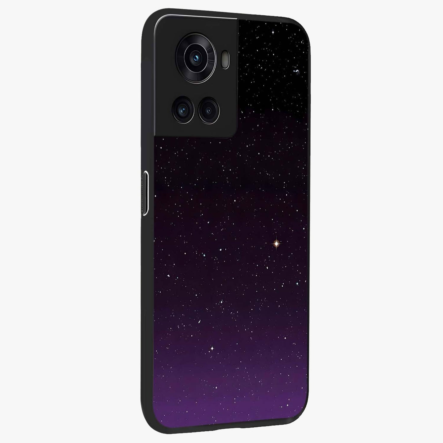 Violet and Black Shade Glass Case for 1+10R side perspective highlighting smooth gradient textures and sleek build