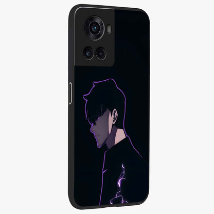 Void Lightning Phantom Glass Case for 1+10R side perspective highlighting sharp energy textures and premium edges