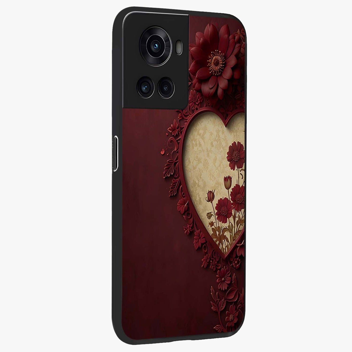 Wine Heart Vintage Art Glass Case for 1+10R side perspective highlighting classic textures and premium edges