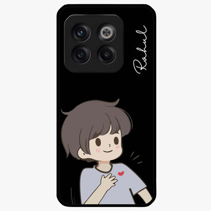 Cute Boy Heart Reaction Glass Case for OnePlus 10T |1+10T