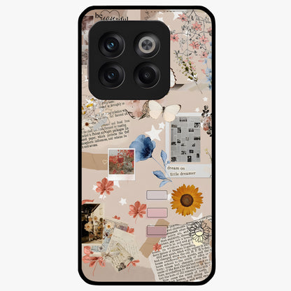 Aesthetic Butterfly Glass Case for 1+10T front view featuring elegant butterfly artwork with soft aesthetic tones