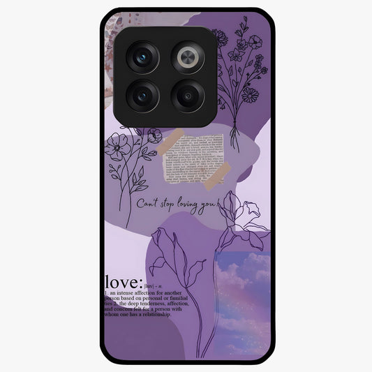 Aesthetic Love With Flower Glass Case for 1+10T romantic front view featuring floral love themed artwork
