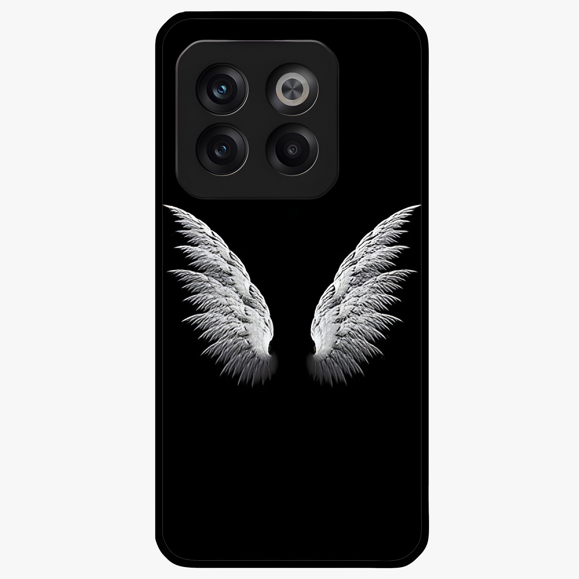 Angel Wing Grace Glass Case for 1+10T elegant front view featuring soft angel wing artwork