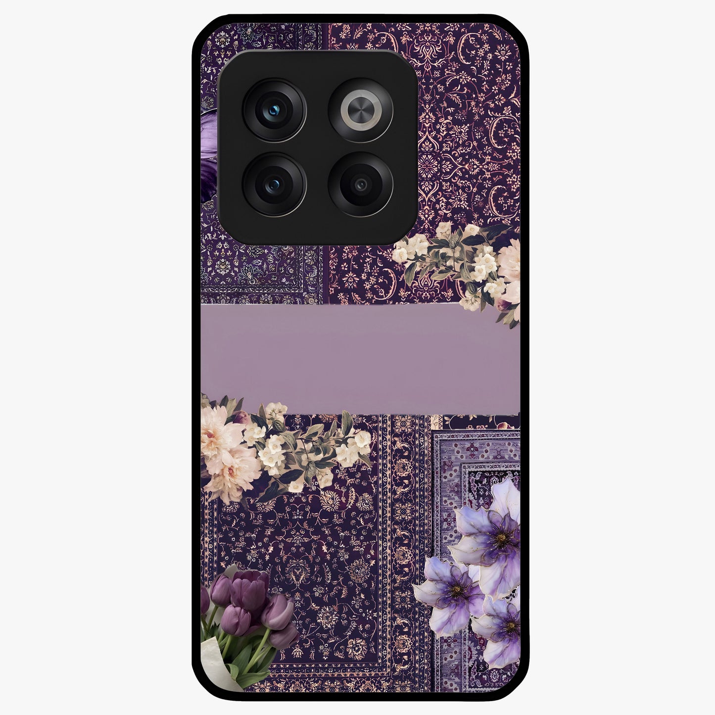 Antique Floral Whisper Glass Case for 1+10T vintage front view featuring soft antique floral artwork