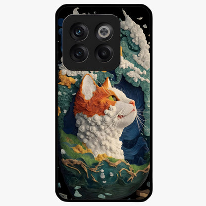 Aurora Cat Dreams Glass Case for 1+10T dreamy front view featuring glowing cat artwork with aurora tones