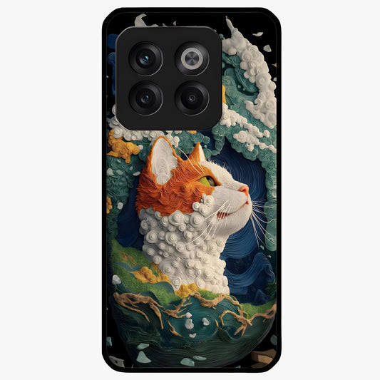Aurora Cat Dreams Glass Case for 1+10T dreamy front view featuring glowing cat artwork with aurora tones